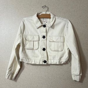 Vintage Denim Cropped Jacket Off White